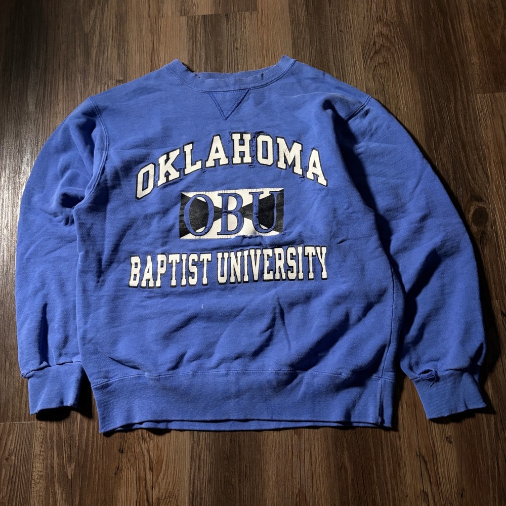 Champion Oklahoma Baptist University OBU Blue Crewneck Sweatshirt Mens Large